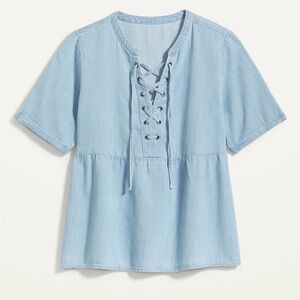 Old navy chambray Lace-Up Women's Top